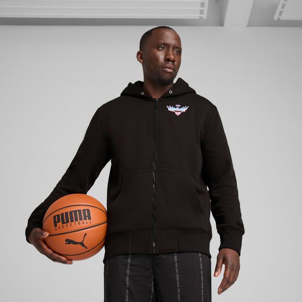 PUMA Men's Puma Iridescent Hornets Basketball Hoodie, Black, Size S, Clothing