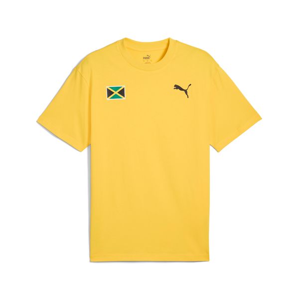 PUMA Men's Puma Jamaica Village Wear Cotton T-Shirt, Yellow, Size S, Clothing