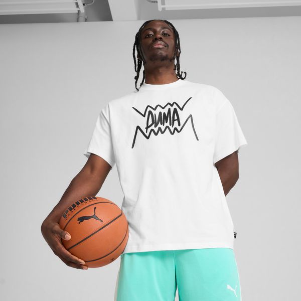 PUMA Men's Puma Jaws Core Basketball T-Shirt, White, Size XL, Clothing