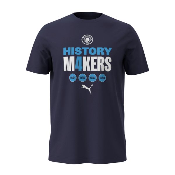 PUMA Men's Puma Manchester City Connect 4 Winners' T-Shirt, Blue, Size L, Clothing