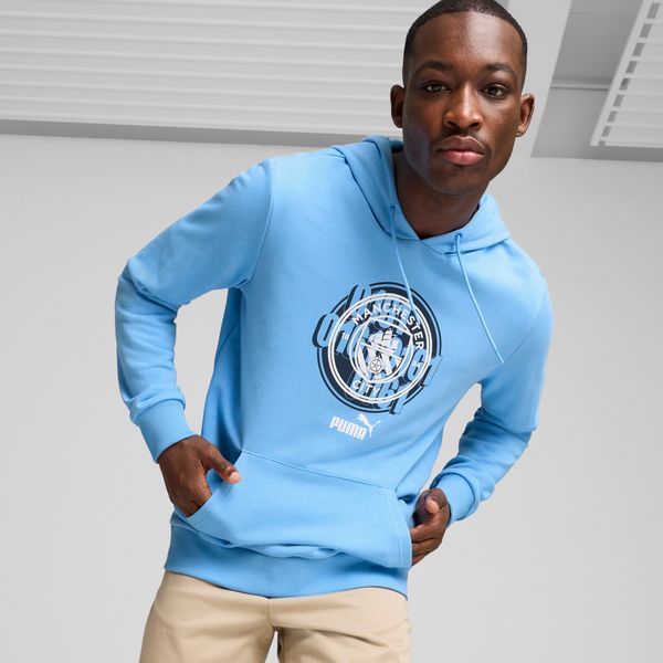 PUMA Men's Puma Manchester City ftbl CULTURE Hoodie, Blue, Size M, Clothing