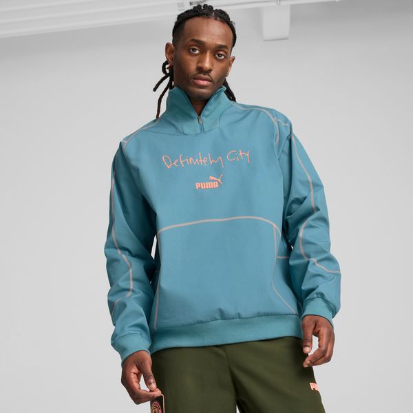 PUMA Men's Puma Manchester City ftbl STATEMENT Drill Top, Blue, Size XL, Clothing