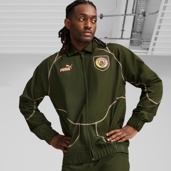 PUMA Men's Puma Manchester City ftbl STATEMENT Track Jacket, Green, Size S, Clothing