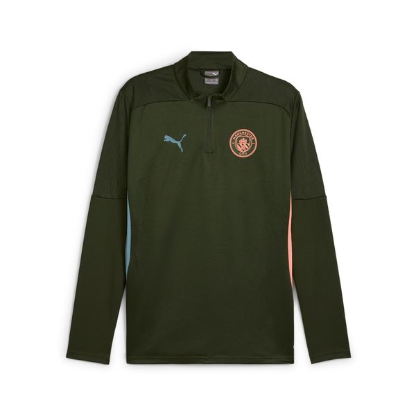 PUMA Men's Puma Manchester City Quarter-Zip Training Top, Green, Size M, Sport