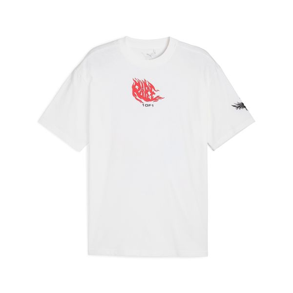 PUMA Men's Puma Melo Phoenix Basketball T-Shirt, White, Size S, Clothing