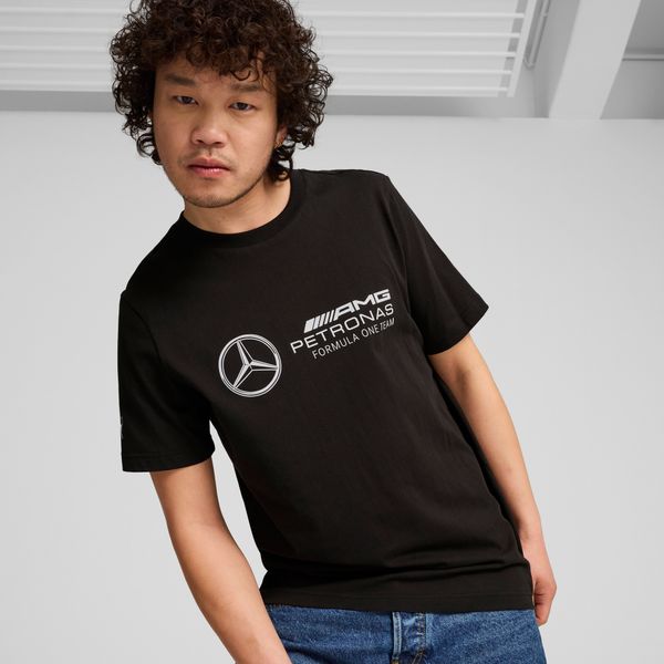 PUMA Men's Puma Mercedes-AMG Petronas F1Â® ESS Logo T-Shirt, Black, Size XS, Clothing