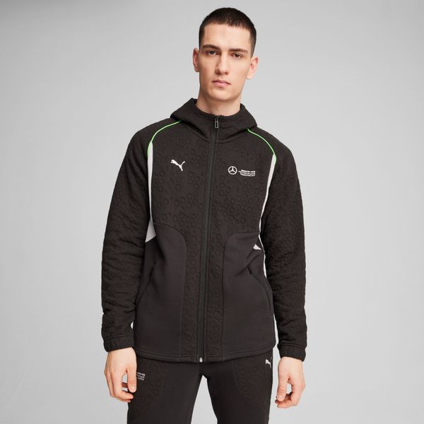 PUMA Men's Puma Mercedes-AMG Petronas F1Â® Hooded Sweat Jacket, Black, Size XS, Clothing