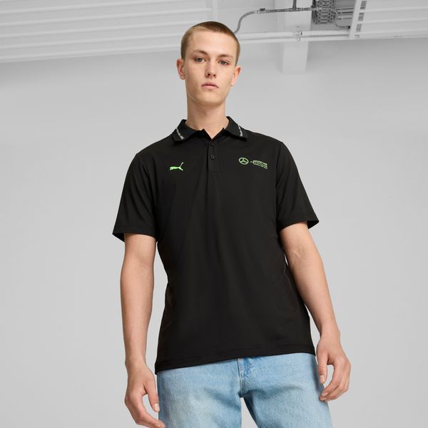 PUMA Men's Puma Mercedes-AMG Petronas F1® Cloudspun Polo T-Shirt, Black T-Shirt, Size L T-Shirt, Clothing