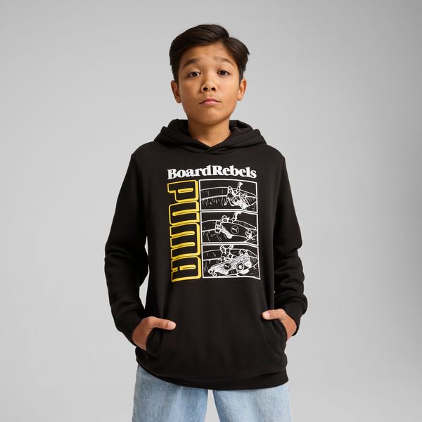 PUMA Men's Puma Mid 90s Hoodie, Black, Size 7-8Y, Clothing