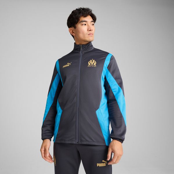 PUMA Men's Puma Olympique de Marseille ftbl NRGY+ Full Zip Jacket, Gray, Size XS, Clothing