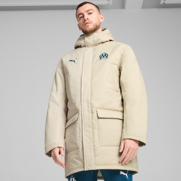 PUMA Men's Puma Olympique de Marseille Winter Jacket, Beige, Size M, Clothing