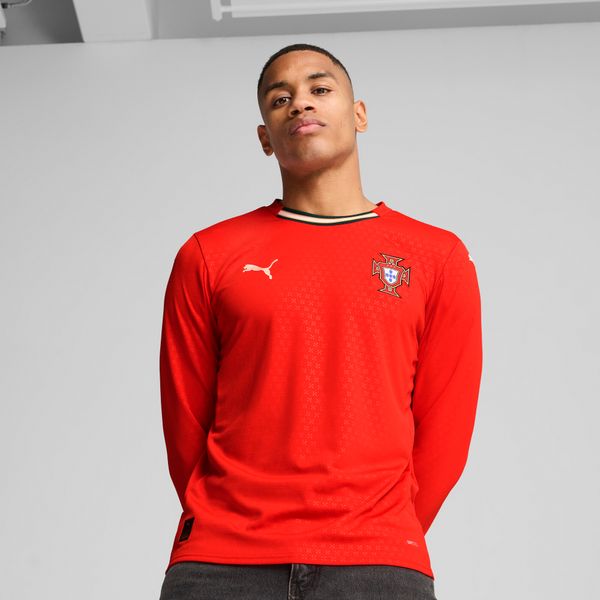 PUMA Men's Puma Portugal 2025 Long-Sleeved Home Jersey, Red, Size M, Clothing