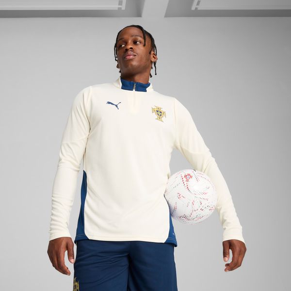 PUMA Men's Puma Portugal Quarter-Zip Training Top, Beige, Size XL, Clothing