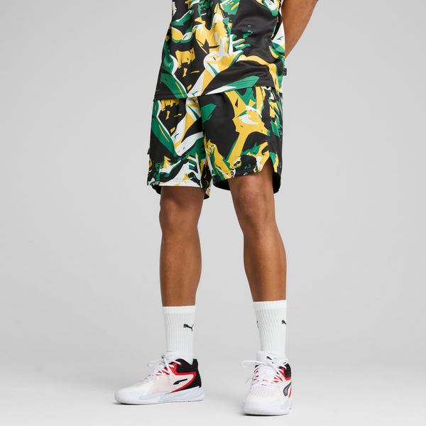 PUMA Men's Puma Rival Rage All-Over Print Shorts, Green, Size L, Clothing