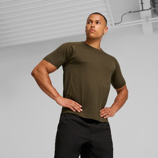 PUMA Men's Puma RUN Short Sleeve T-Shirt, Green, Size S, Clothing