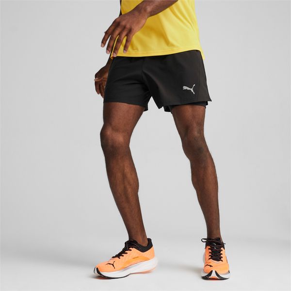 PUMA Men's Puma Run Velocity ULTRAWEAVE 2-in-1's Running Shorts., Black, Size XL, Clothing