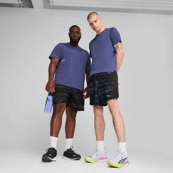 PUMA Men's Puma VELOCITY All-Over Print 7" Running Shorts, Black, Size XL, Men