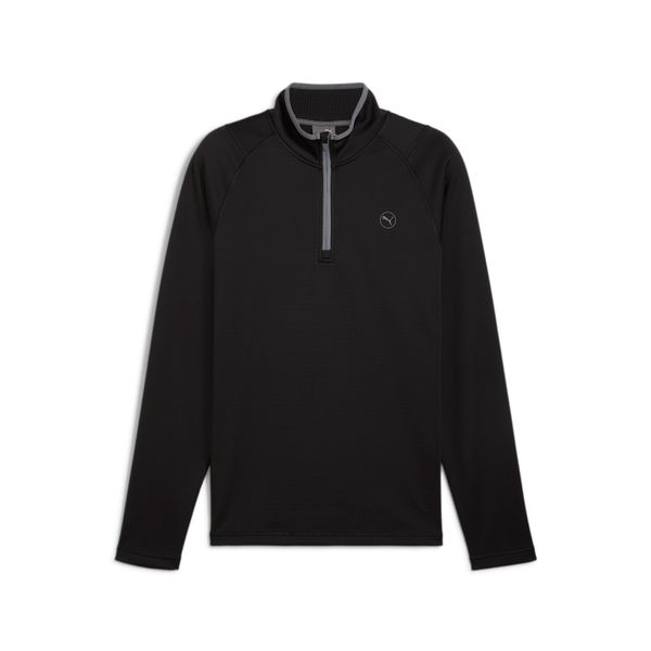 PUMA Men's Puma Waffle Fleece Golf Quarter-Zip Top, Black Top, Size S Top, Clothing