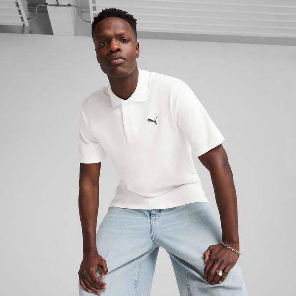 PUMA Men's Puma WARDROBE ESS Pique Relaxed Polo T-Shirt, White T-Shirt, Size S T-Shirt, Clothing