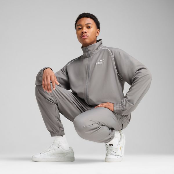 PUMA Men's Puma Woven Piping Tracksuit, Gray, Size XS, Clothing