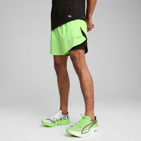 PUMA Men's Puma x HYROX 2-in-1 Training Shorts, Green, Size XS, Clothing