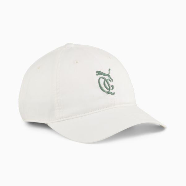 PUMA Men's PUMA x Quiet Golf Club Dad Hat, Warm White/Deep Forest
