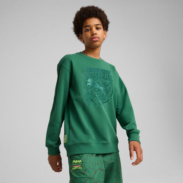 PUMA Men's Puma x TMNT Relaxed Graphic Crew Shirt Youth, Green, Size 9-10Y, Clothing