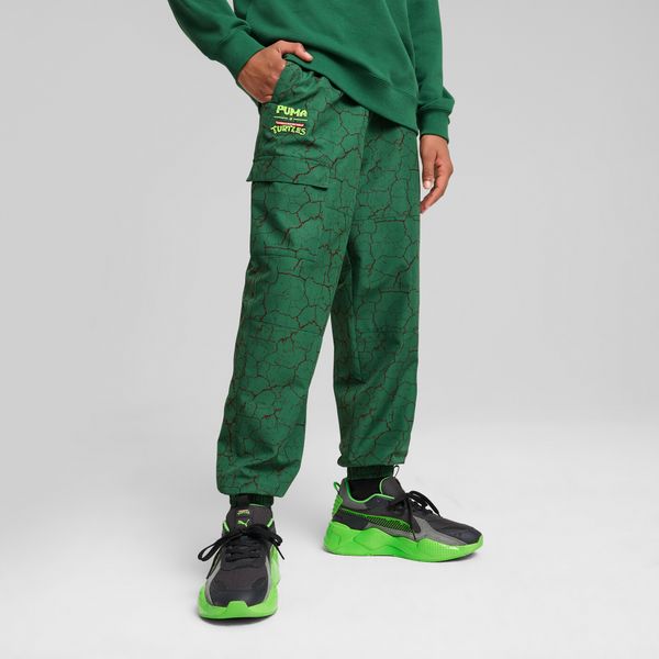 PUMA Men's Puma x TMNT Relaxed Woven Cargo Pants Youth, Green, Size 13-14Y, Clothing