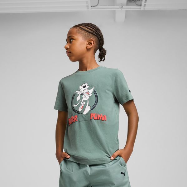 PUMA Men's SUPER Puma Graphic Tee I Youth, Green, Size 7-8Y, Clothing
