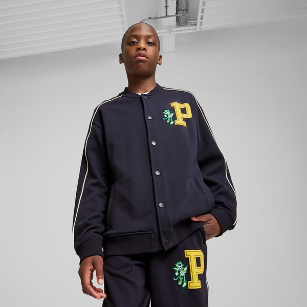 PUMA Men's T7 SUPER Puma Bomber Jacket Youth, Blue, Size 7-8Y, Clothing