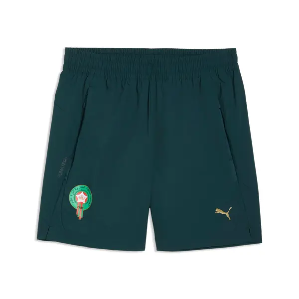 PUMA Morocco PUMATECH Relaxed Woven Shorts Men, Football, Green Terrain/Victory Gold, S