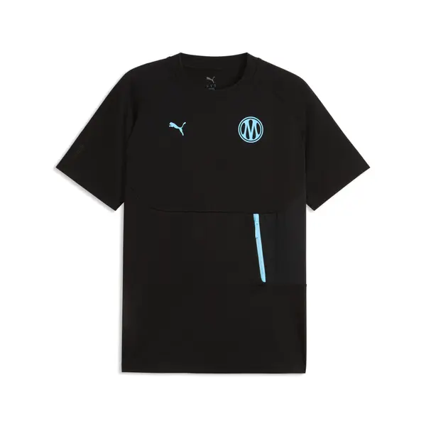 PUMA Olympique de Marseille PUMATECH Pocket Tee Men, Sport, Black/Vibrant Blue, S