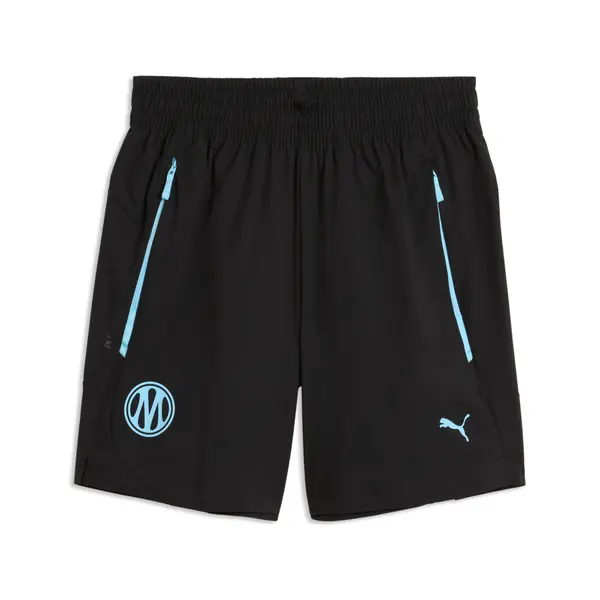 PUMA Olympique de Marseille PUMATECH Relaxed Woven Shorts Youth, Clothing, Black/Vibrant Blue, 15-16Y