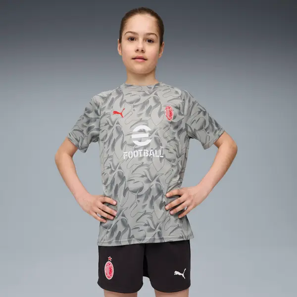 PUMA PUMA AC Milan Pre-match Jersey Youth, Clothing, Smokey Gray/White, 15-16Y
