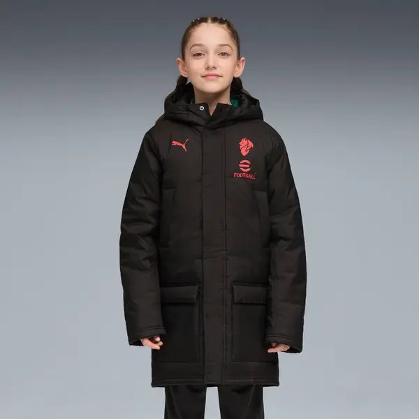 PUMA PUMA AC Milan Training Winter Jacket Youth, Clothing, Black/Red, 15-16Y