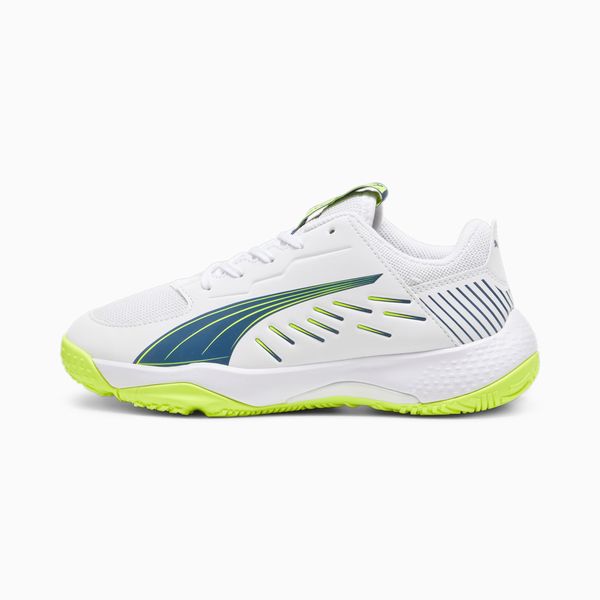PUMA PUMA Accelerate Youth Indoor Sport Shoes, White/Ocean Tropic/Lime Squeeze