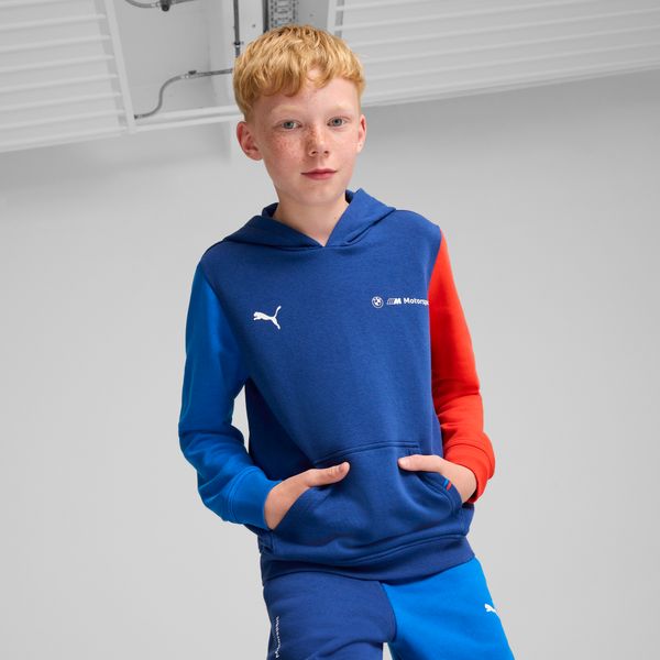 PUMA Puma BMW M Motorsport ESS+ Hoodie Youth, Blue, Size 7-8Y, Clothing