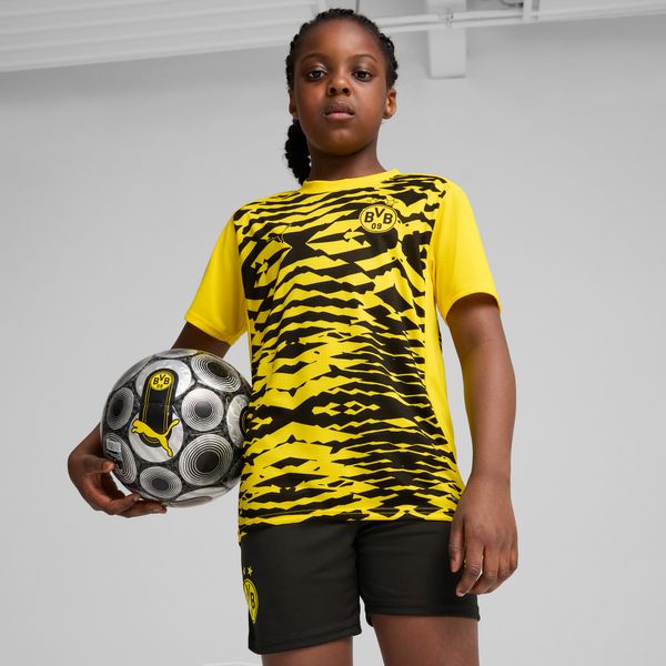 PUMA Puma Borussia Dortmund Pre-match Short Sleeve Jersey Youth, Yellow, Size 11-12Y, Clothing
