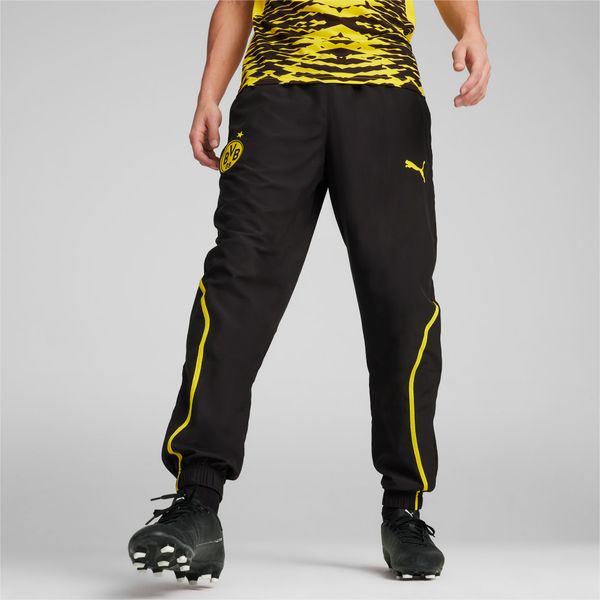 PUMA PUMA Borussia Dortmund Pre-Match Woven Pants Men, Black/Faster Yellow