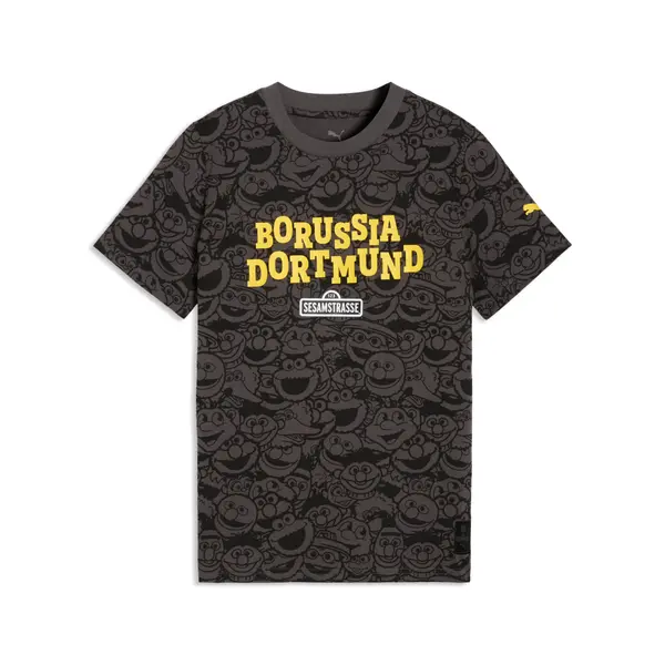 PUMA PUMA Borussia Dortmund x Sesame Street Tee Youth, Football, Black/Faster Yellow, 15-16Y