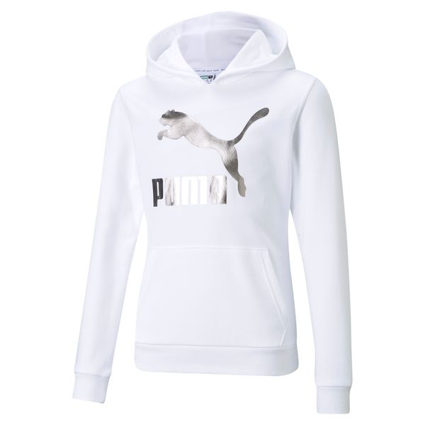 PUMA Puma Classics Logo Youth Hoodie, White, Size 4-5Y, Clothing