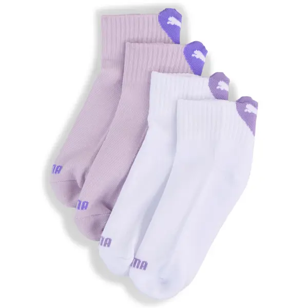 PUMA PUMA Cushioned Heart Logo Quarter Socks Youth (2-pack), Shop, Purple/White, 27-30