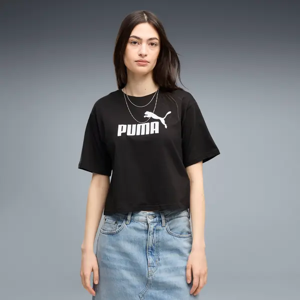 PUMA PUMA ESS Cropped No. 1 Logo Relaxed Tee Women, Clothing, Black, S