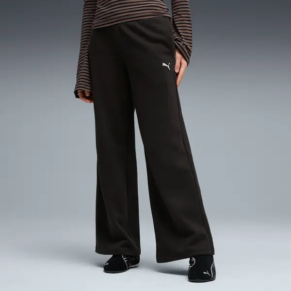 PUMA PUMA Essentials Cat Fleece Wide Leg Pants Women, Clothing, Black, S