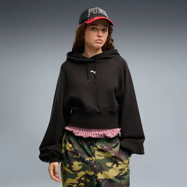 PUMA PUMA Essentials Cropped Balloon Sleeve Hoodie Women, Clothing, Black, S