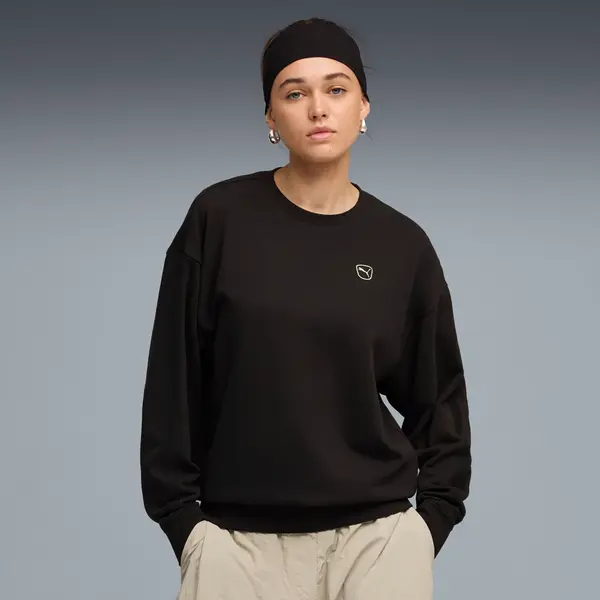 PUMA PUMA Essentials Elevated Crew Neck Sweatshirt Women, Clothing, Black, S