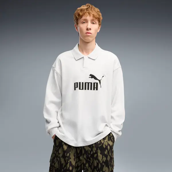 PUMA PUMA Essentials Elevated No. 1 Relaxed Polo Men, Clothing, White Glow Heather, S