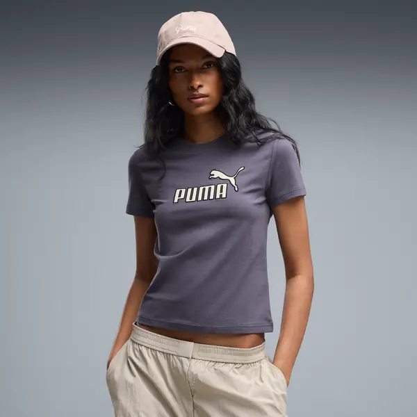 PUMA PUMA Essentials Elevated No.1 Logo Slim Tee Women, Clothing, Inky Depths, S