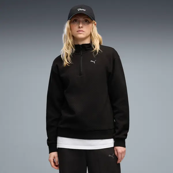 PUMA PUMA Essentials Elevated Standard Half-Zip Sweatshirt Women, Clothing, Black, S