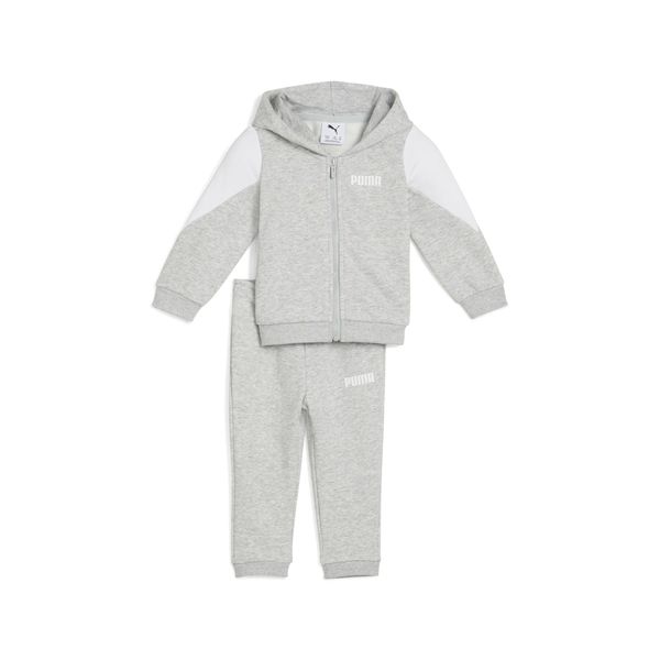 PUMA Puma Essentials Logo Hooded Full-Zip Set Toddler, Gray, Size 2-4M, Clothing